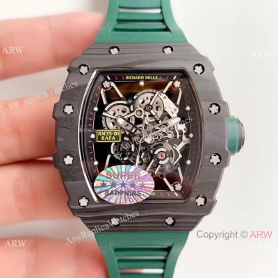 AAA Replica Richard Mille RM35-01 Rafa Rafael Nadal Watch Green Rubber Band